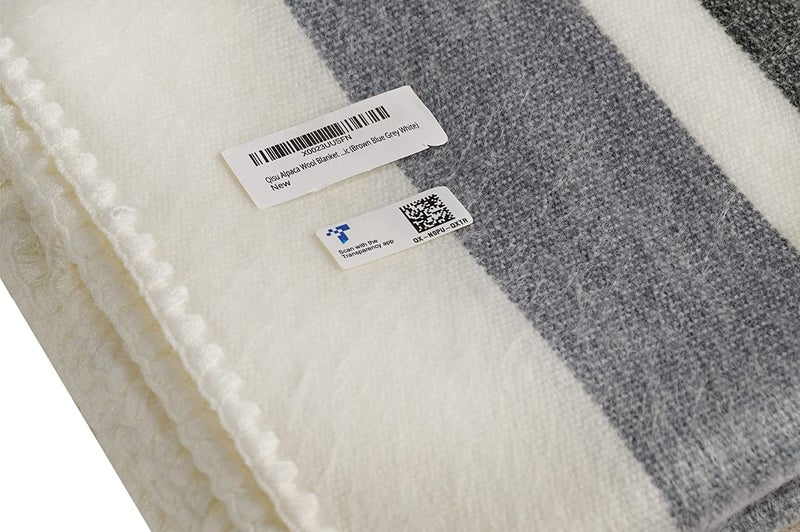 QISU Alpaca Wool Blanket Throw | Large, Beautiful, Warm, Stripe | 85 x 65 inches | Ultra-Soft, Hypoallergenic and Breathable | Non-Itchy or Scratchy Fabric (Brown Blue Grey White) - Image 5
